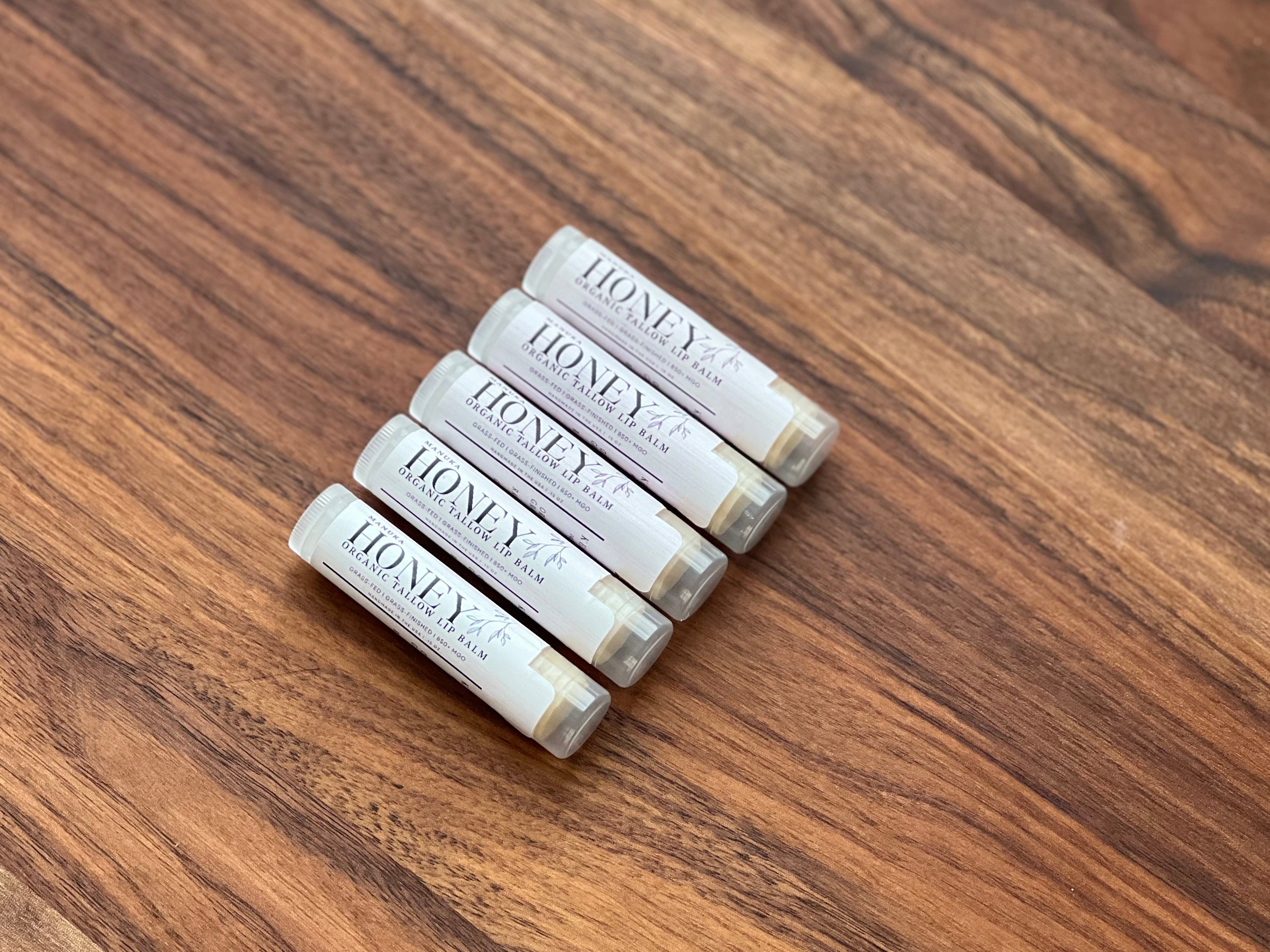 Organic Manuka Honey Tallow Lip Balm- 5 Pack